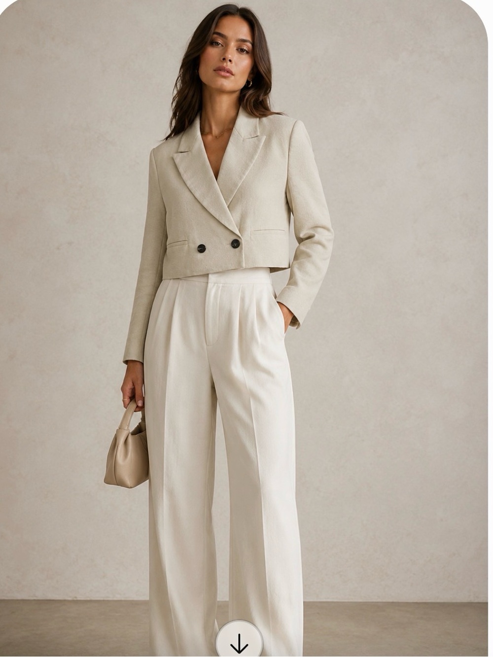 Zara linen blend Cropped Double-Breasted Blazer in sand